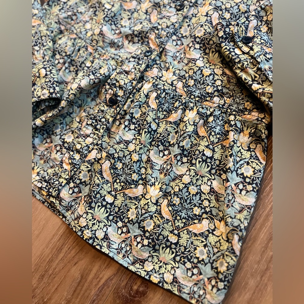 WHYRED Stockholm Liberty-Style Bird Print Blouse Scandinavian Art Nouveau Floral - Picture 7 of 16